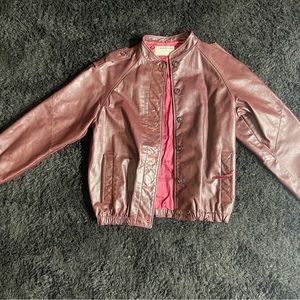 North side Genuine Burgundy Leather Jacket Silk Interior